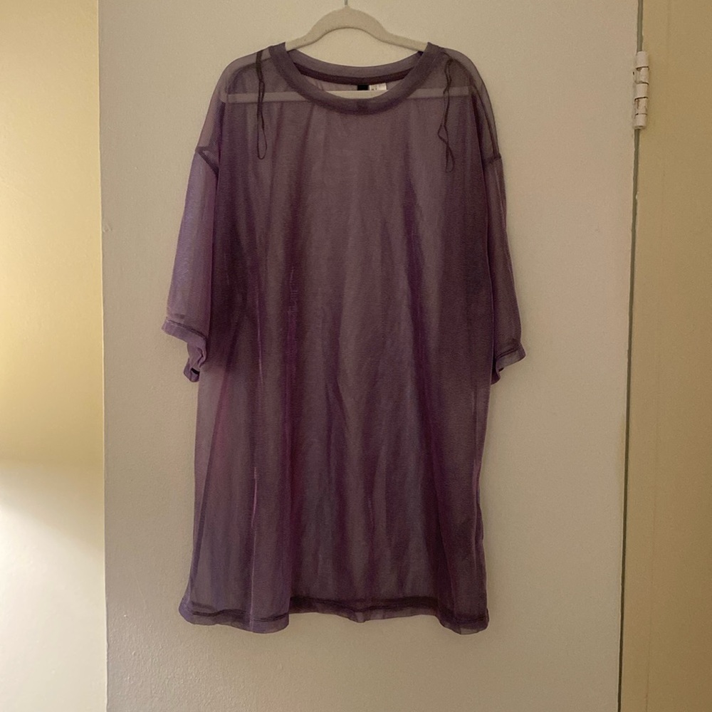 Shiny purple see through top!